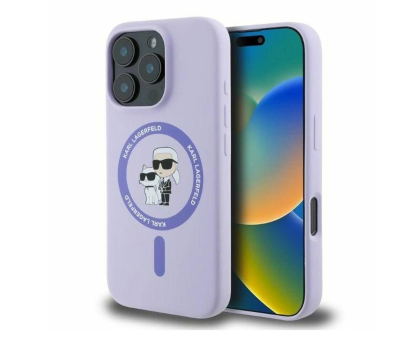 Etui / obudowa na smartfona Karl Lagerfeld Silicone Karl&Choupette Heads do iPhone 16 Pro fioletowy
